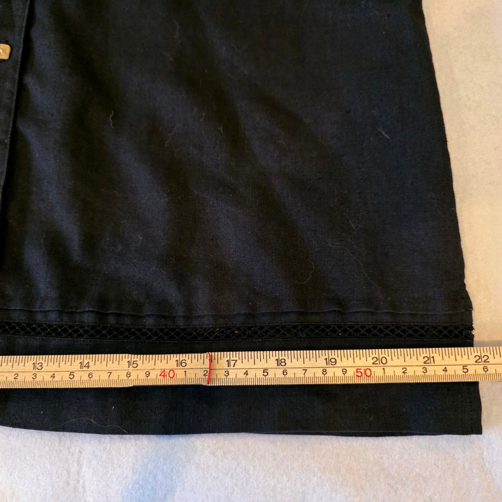 Sag Harbor Womens 100% Linen Black Button Front Short Sleeve Blouse Size 16 - Picture 9 of 10